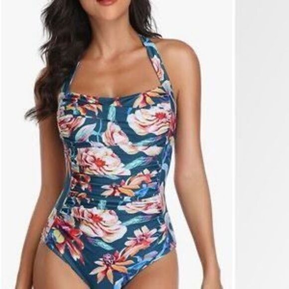 Deep V Neck Cut Out Onepiece Swimsuit size large - Picture 1 of 6